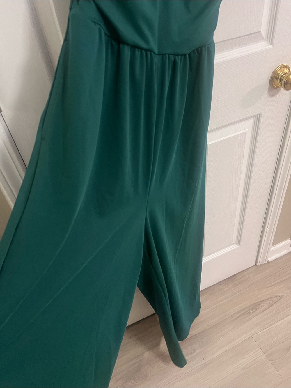 Halara Easy Peezy V Neck Sleeveless Ruched Pocket Jumpsuit in hunter green M, XL - Picture 8 of 10